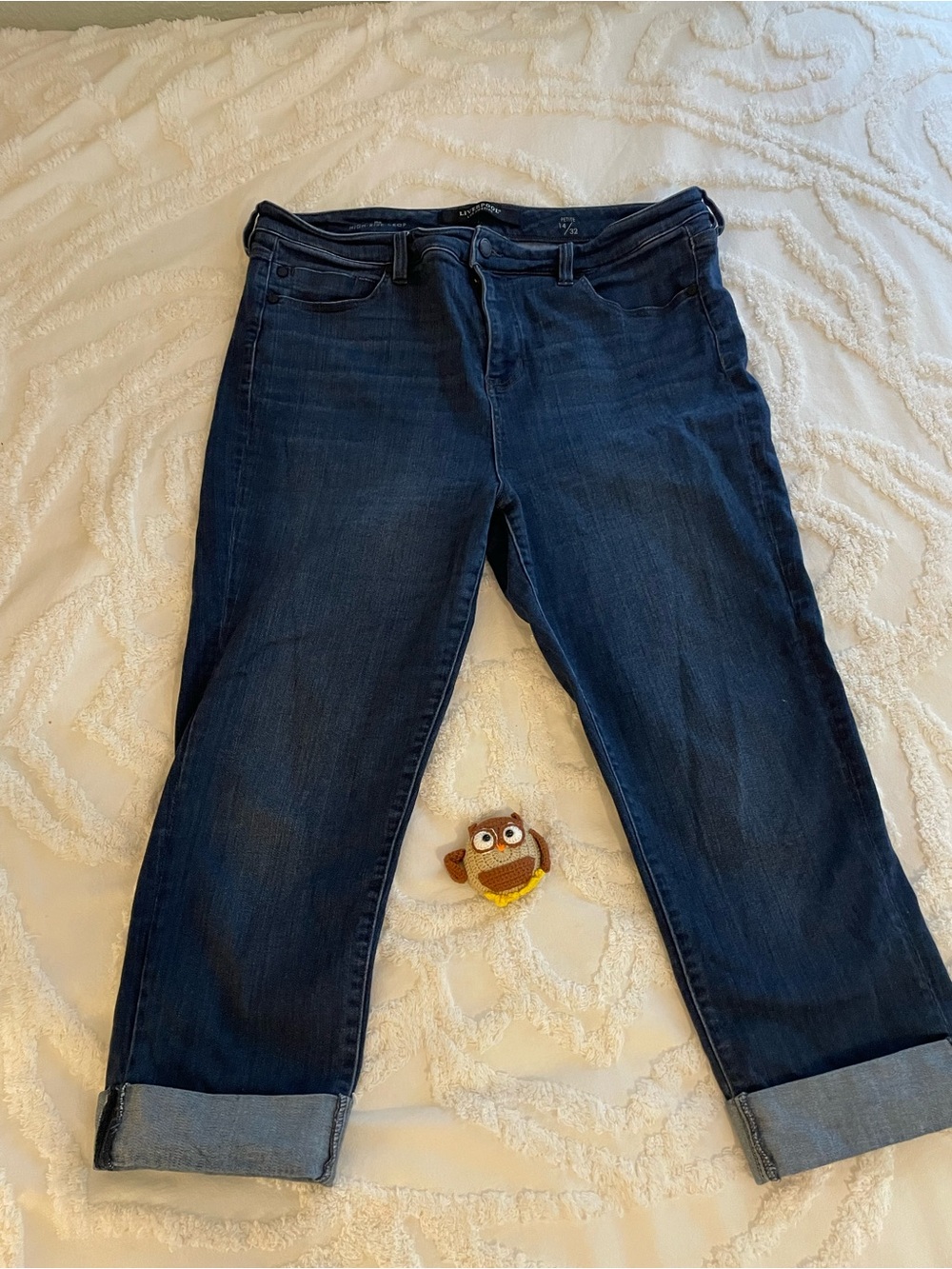 Liverpool 14/32 Classic Dark Blue Women’s Jeans - Straight Crop